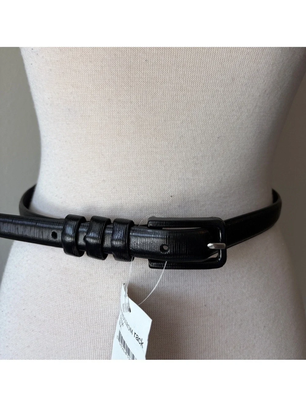 Nordstrom Rack Black Faux Leather Textured Belt Size Small